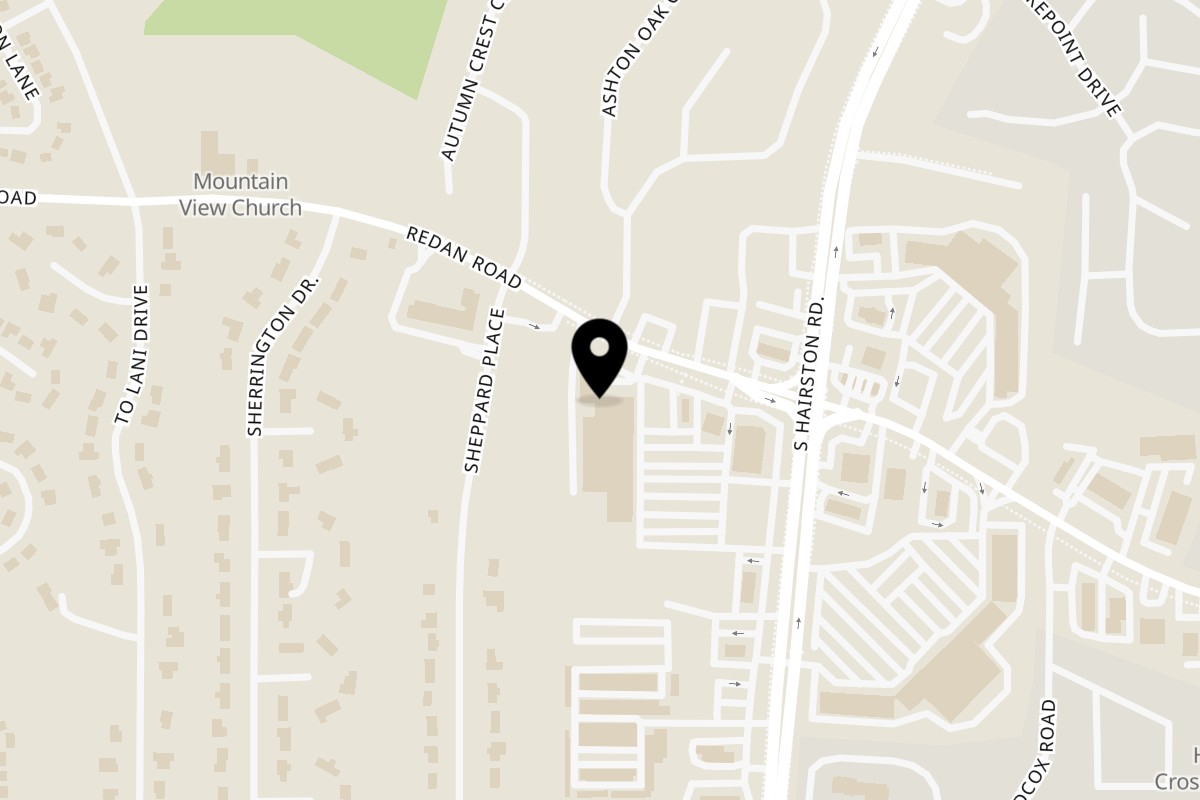 Map showing the location of Taste of Jamaica on 1175A S Hairston Rd in Stone Mountain